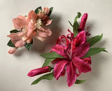 Two Artificial Pink Lily Corsages Bouquet