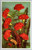 Carnations and Ferns by Alfred Mainzer Unused Botanical Belgium Postcard Carnation