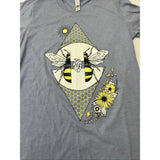 Bella Canvas Bee Heart Sunflower Graphic Tee Wmn XS Blue Excellent Short Sleeve Sunflower