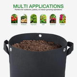 Seedfactor 5 Pack Plant Grow Bags Heavy Duty Thick Nonwoven Fabric Pots Planters Flowering Plants
