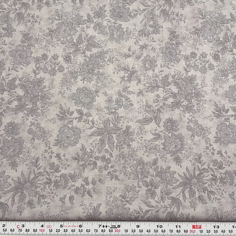 Vintage Sweet Romance Blackbird Designs Moda Floral Gray Cotton by the HALF YARD Flowering Plants