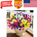 20 Bundles Artificial Petunias Flowers for Outdoors, Faux Silk Flowers UV Resist Green Plant