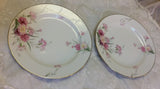 2 Noritake China Amherst 6.5" Round Bread & Butter Plates Pink Carnations & Gold Carnation