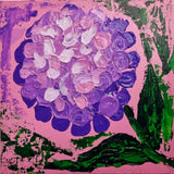 Hydrangea on Pink Original Painting Floral Art Impasto Painting Purple Abstract Hydrangea