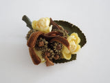 Vintage Brooch With Real Carnations And Fabric Flowers 1950S Carnation