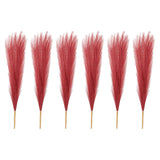 6 Pcs 17 Inch Faux Pampas Grass Artificial Boho Decor Wine Red Pampas Grass