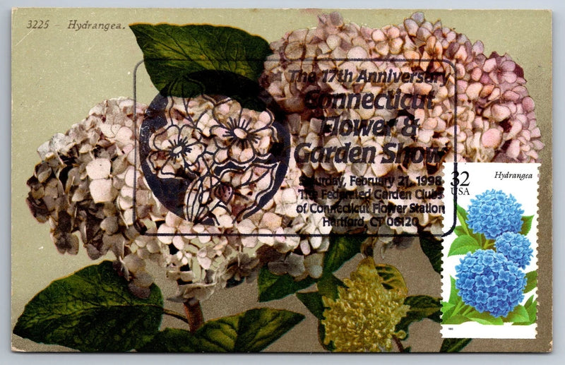 #2996 Fall Garden Flowers Hydrangea Maxi Card w/Pictorial Flower Cancel Hydrangea