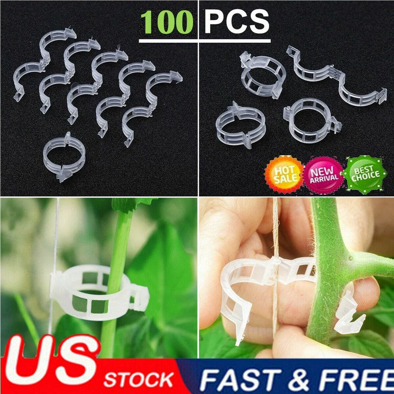 100-300x Plant Support Clips Tomato Veggie Garden For Trellis Twine Greenhouse Garden Plants