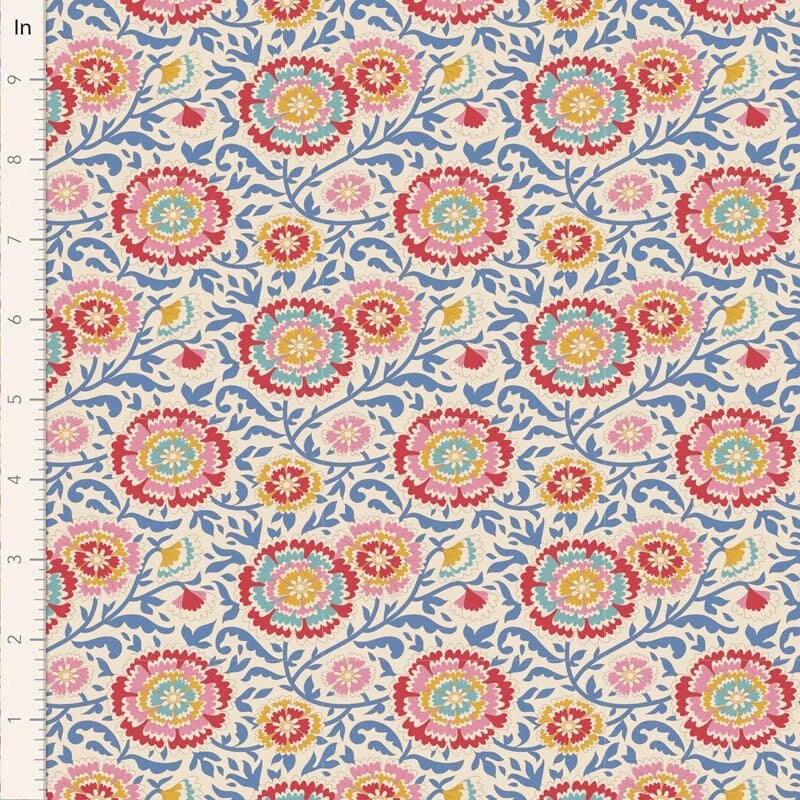 Tilda Jubilee Elodie Blue by Tone Finnanger 1/2 Yard Flowering Plants