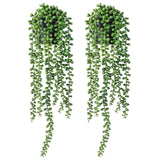 2x Artificial String of Plants Fake Indoor Plants with Pots for Kitchen Balcony Green Plant