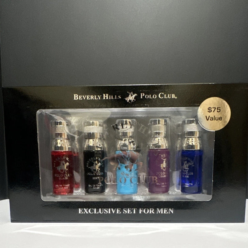 Beverly Hills Polo Club Blaze Blue Champion EDT 5-Piece Gift Set 0.5oz Each EDT