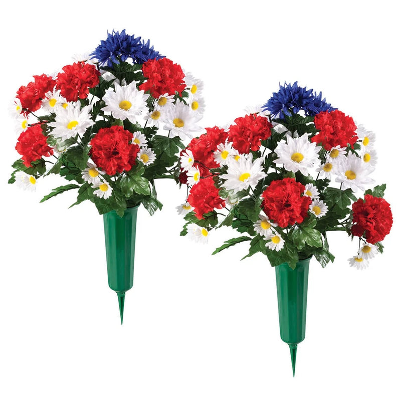 Patriotic Bouquet Memorial by OakRidge, Set of 2 Green Plant