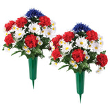 Patriotic Bouquet Memorial by OakRidge, Set of 2 Green Plant