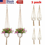 2Pcs Garden Plant Hanger Macrame Hanging Planter Basket Rope Pot Holder Decor US Garden Plants