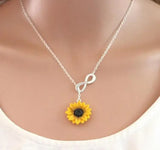 Pendant Necklace Yellow Sunflower Bridal Flower Infinity Charm Daisy Fashion New Daisies