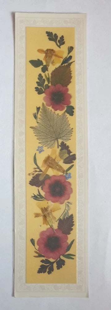 Vintage Yellow Bookmark Dried Pressed Flowers Floral Souvenir Gifts x Her Woman Dried Flower
