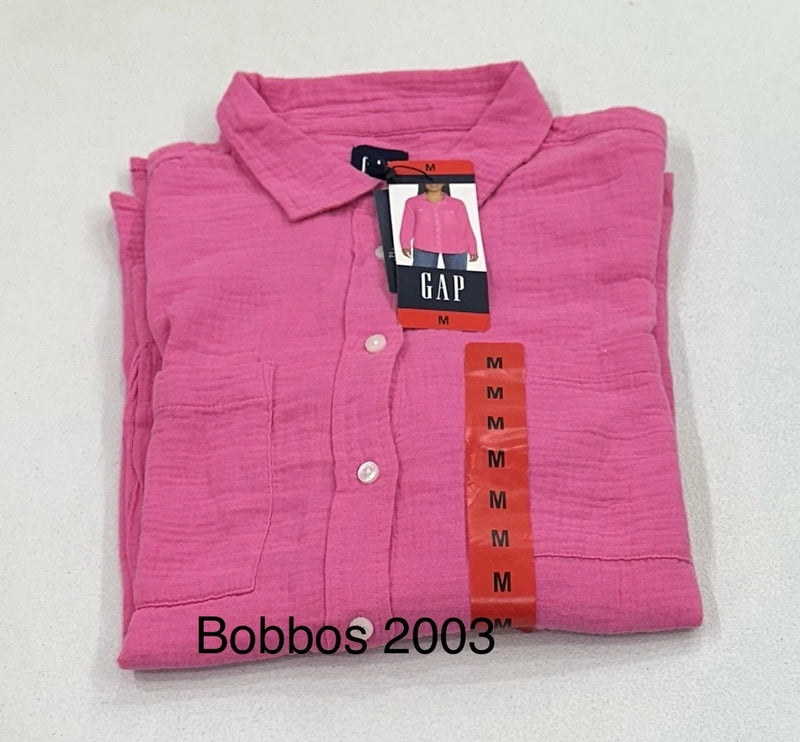 Gap Women's Gauze Button Front Shirt, Pink, Size M Roses