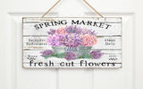 Lavender and Hydrangea Spring Market Printed Handmade Sign Hydrangea