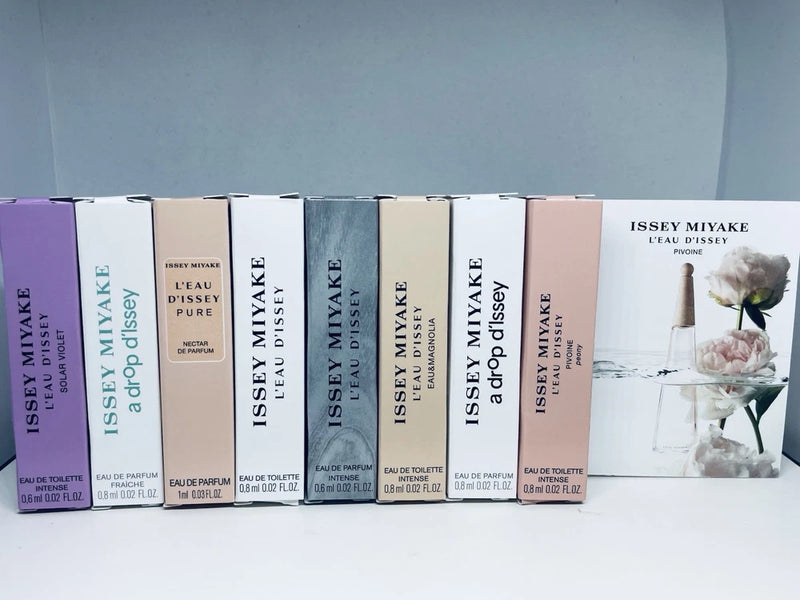 Issey Miyake women’s EDP sample set: 8 boxed sprays in assorted colors