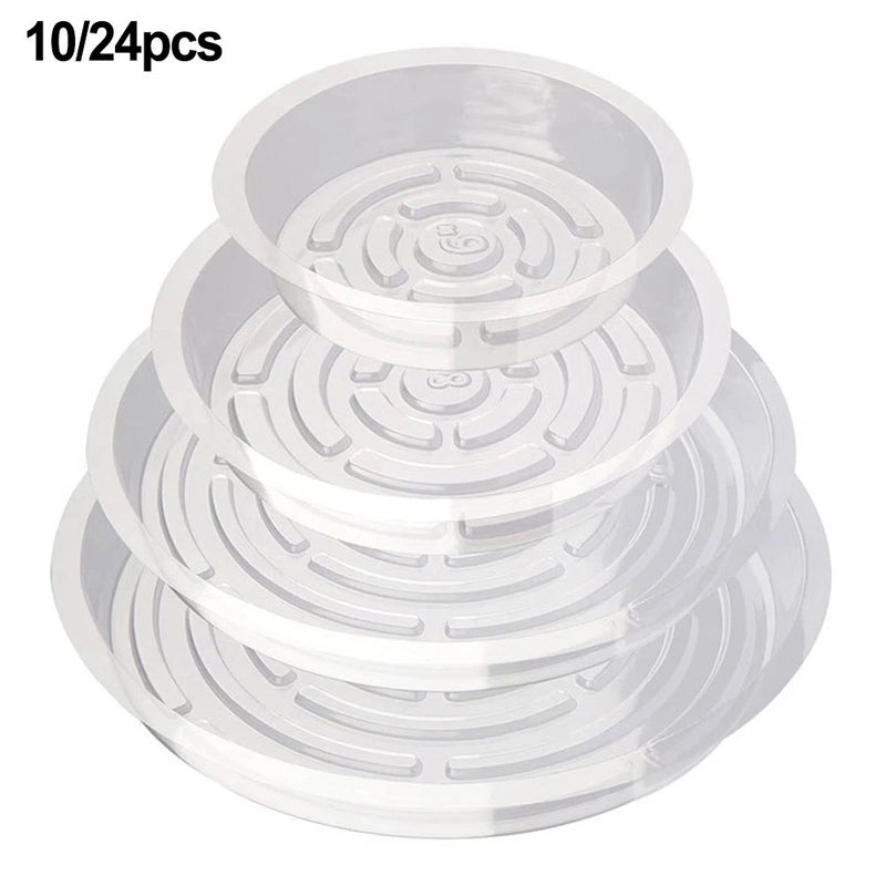 10/24pcs 6/8/10/12 Inch Garden Plant Saucers Flower-Pot Drip Trays/Clear Plastic Garden Plants