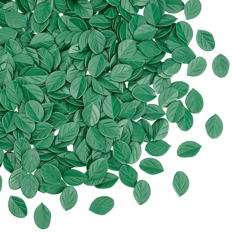 300pcs Artificial Green Leaves 14x9.5mm Miniature Mint Leaf Mini Artificial P... Green Plant