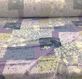 Challis Rayon Apparel Fabric Floral Patch Slate Blue Lavender Purple Sage F221 Flowering Plants