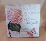 Tii Collections: Resin Hydrangea Plaque- for Wall or Table- 3D Flower, Butterfly Hydrangea