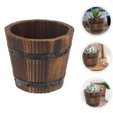 Wood Plant Pot Barrel Flowerpot 18.5 X 15.0 X 13.5 cm Vintage Style Garden Pot Garden Plants