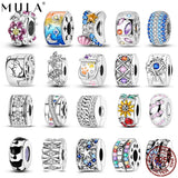 European 925 Sterling Silver Charm Clip Flowers Animal Love for Women Bracelet Sunflower