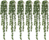6 Pcs Artificial Succulents Hanging Plants, Fake String of Pearls Greenery Green Plant