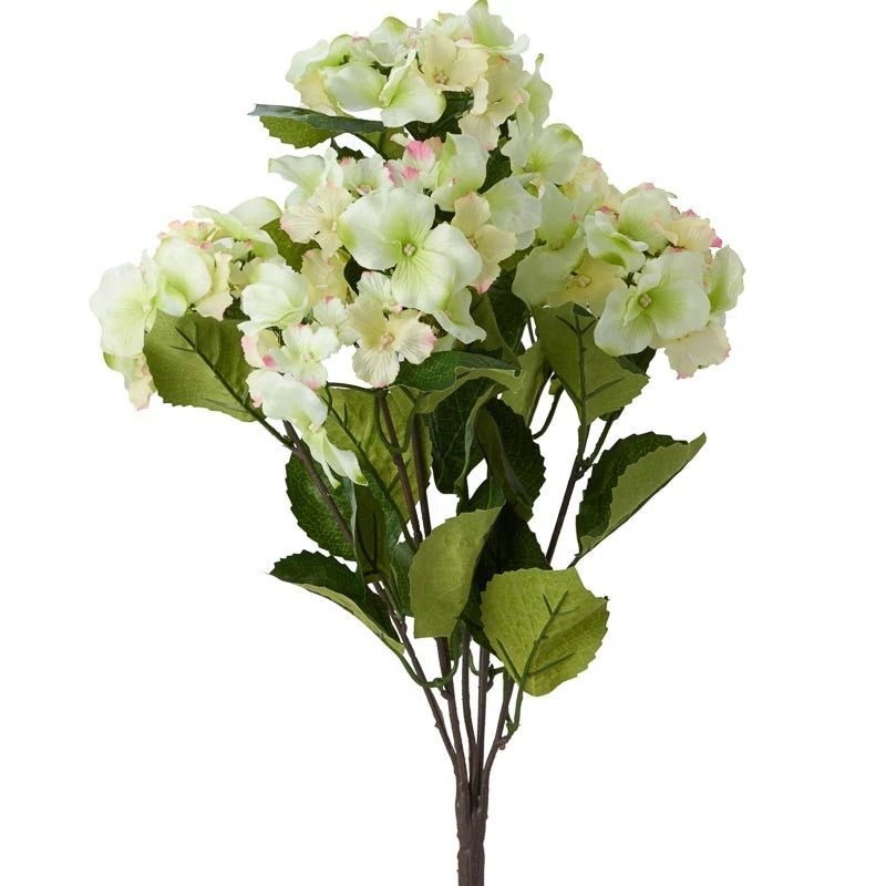 20" Cream and Green Artificial Hydrangea Floral Bush Hydrangea