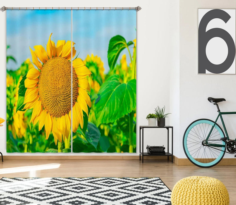 3D Sunflower Flower ZHUA935 Photo Curtain Window Blockout Fabric Amy 2023 Sunflower