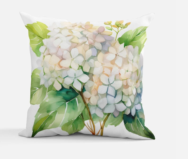 White Hydrangea Throw Pillow | Cottagecore Decor | 3 sizes available Ships Free Hydrangea