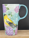 Beautiful Hydrangea & Yellow Bird Tall Tapered Coffee/Tea Mug By Cypress Home Hydrangea