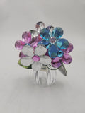 Crystal Expressions by Ganz 5 Flower Posy Pot Pinks Clear Green App 4Ó Tall Green Plant