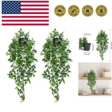 2pcs Fake Hanging Plants, Artificial Potted Plants for Indoor Outdoor Aesthet... Green Plant