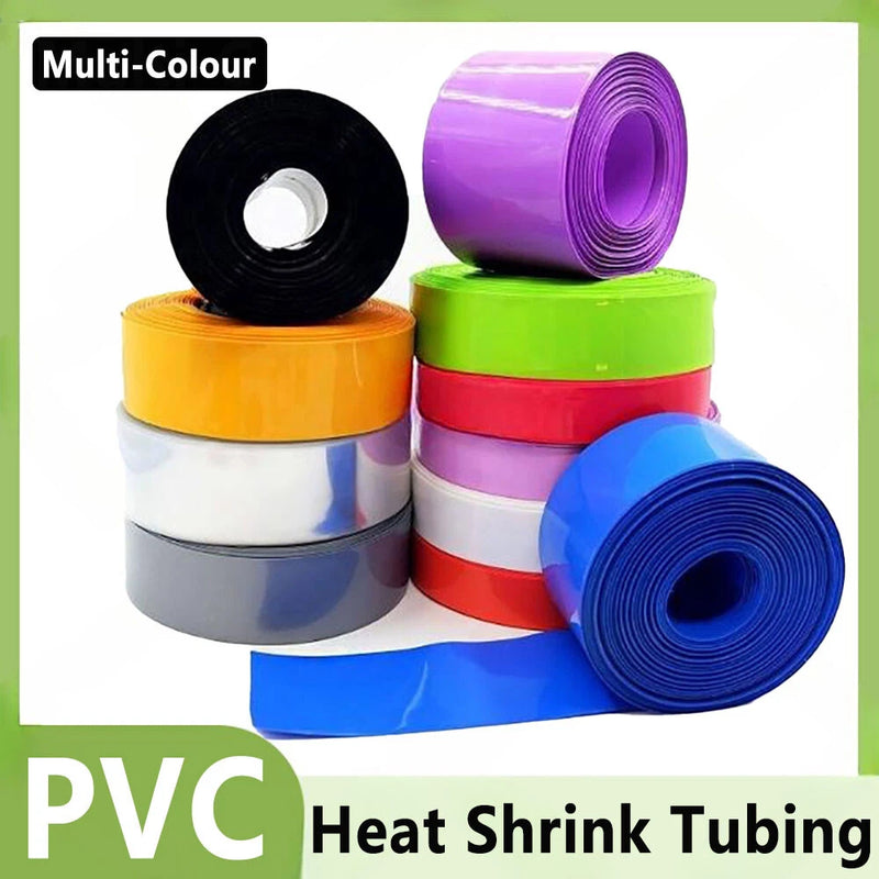Multi-color PVC heat shrink tubing rolls, assorted colors including blue, purple, black, red