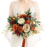 Rinlong 12.5 Inch Fall Wedding Bouquets for Bride Burnt Orange Bridal Bouquet... Bouquet