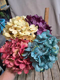 Artificial Hydrangea Flowers 4 Bundles Purple, Pink, Teal & Yellow #4797L473 Hydrangea