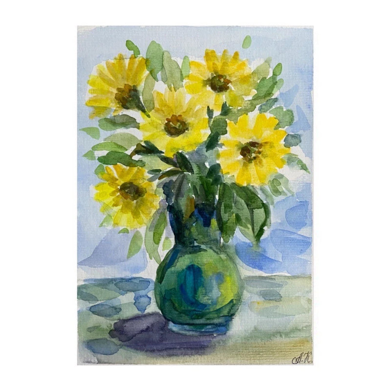 original watercolor Art Sunflowers painting Yellow flowers art Daisy Painting Sunflower