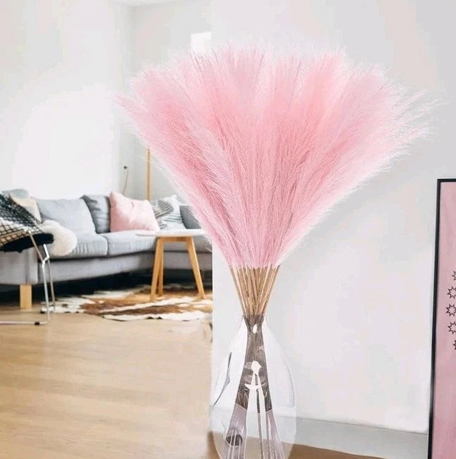 8 PCS Faux Pampas Grass Decor 38"/3.1FT Tall Fake Pompas Floral Large Pink Pampas Grass