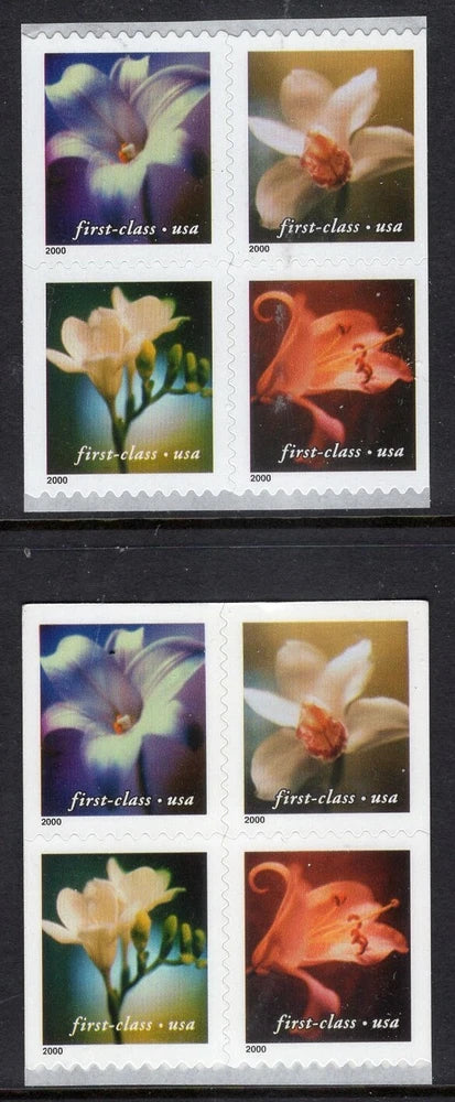 US 2000 NH LILIES FLOWERS 3458-61 DIE CUT 11_x11_; 3454-57 on Back -FreeShip USA Lily