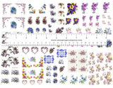 Dollhouse Miniature Shabby Chic Decals 1:12 Floral Roses Blues Purples Lavenders Roses