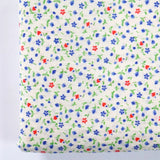 Vtg Cotton Fabric Calico Quilting Tiny Flowers Floral Blue Red BTHY Half Yard Flowering Plants