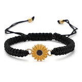 Sunflower Bracelets Adjustable Boho Sunflower Daisy Charm Bracelets Black Sunflower