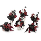 Ling's Moment Burgundy Black Wedding Flowers Mini Bridesmaid Bouquets Set of ... Bouquet