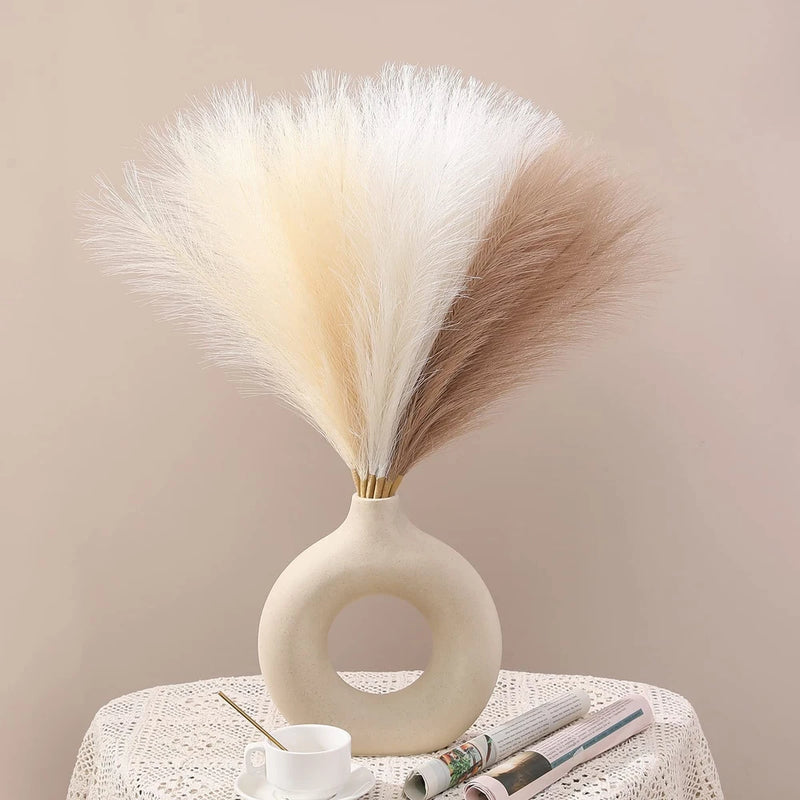 Faux Pampas Grass Decor, 6 Stems Boho Centerpiece, Wedding Arch Decor, White Pampas Grass