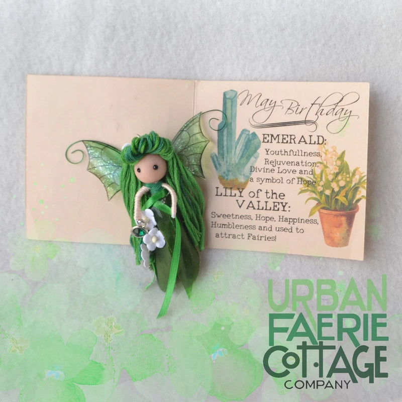 Handmade May Birthday Emerald green lily of the Valley flower fairy doll gift Lily