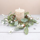 Candle Ring Cotton White Flowers Floral 4.5 in Inside 11 in Overall WhisperLight Dried Flower