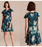 REBECCA TAYLOR Hydrangea Floral Silk Teal Shift Mini Dress Sz 8 MSRP $395 Party Hydrangea
